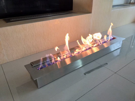 SXFireplace Moderner, ventloser Kaminbrennereinsatz aus Edelstahl
