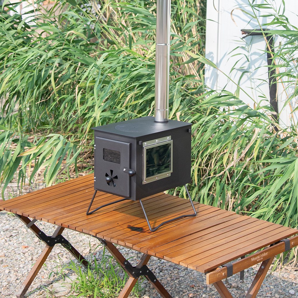 SXFireplace 07014 Compact Camping Wood Stove with Glass Sides – image 1