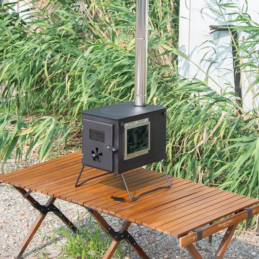 SXFireplace 07014 Compact Camping Wood Stove with Glass Sides – image 1
