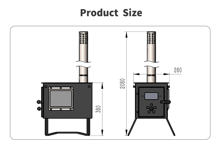SXFireplace 07014 Compact Camping Wood Stove with Glass Sides