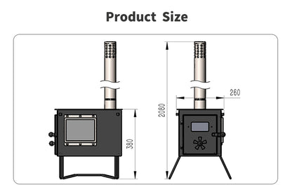 SXFireplace 07014 Compact Camping Wood Stove with Glass Sides