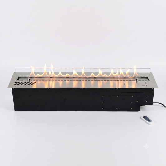 SXFireplace Moderner, ventloser Kaminbrennereinsatz aus Edelstahl