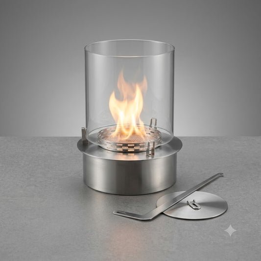 SXFireplace Moderner, ventloser Kaminbrennereinsatz aus Edelstahl