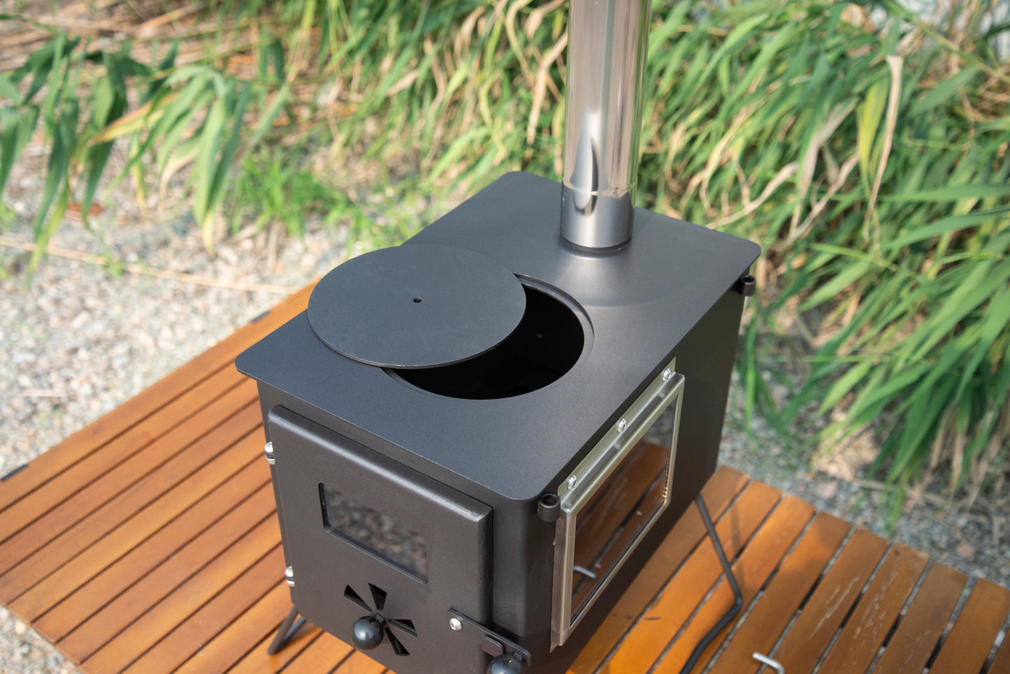 SXFireplace 07014 Compact Camping Wood Stove with Glass Sides