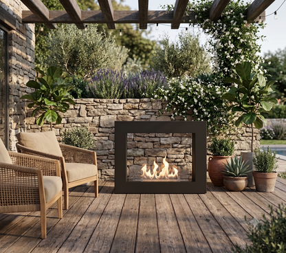 SXFireplace Moderner, ventloser Kaminbrennereinsatz aus Edelstahl