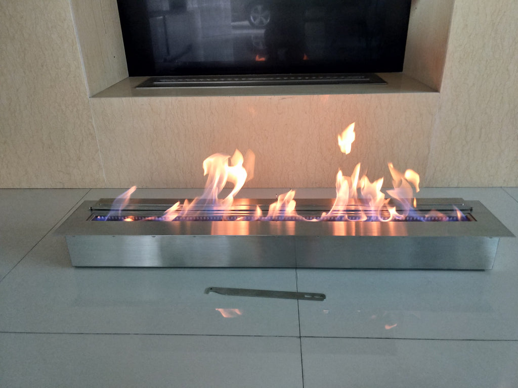 SXFireplace Moderner, ventloser Kaminbrennereinsatz aus Edelstahl