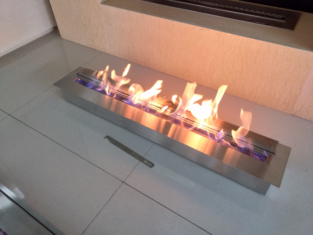 SXFireplace Moderner, ventloser Kaminbrennereinsatz aus Edelstahl