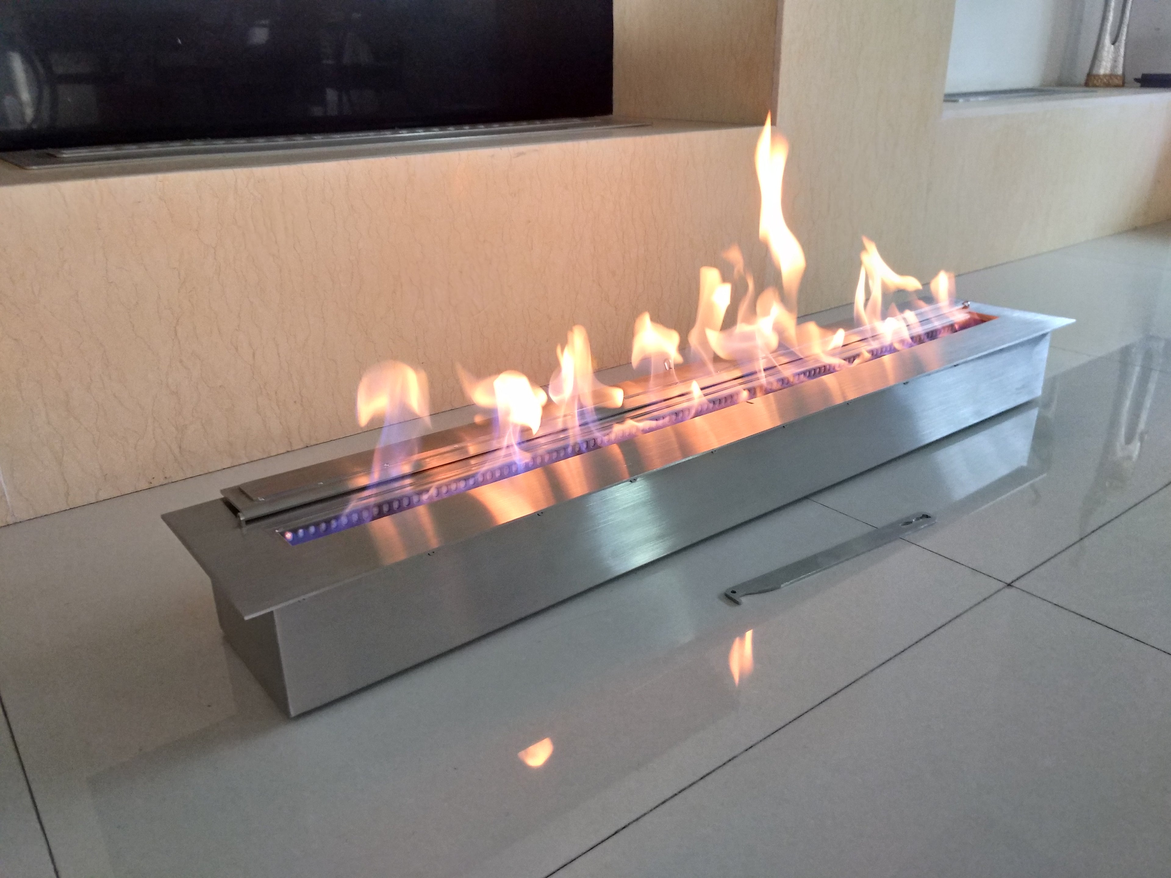 SXFireplace Moderner, ventloser Kaminbrennereinsatz aus Edelstahl
