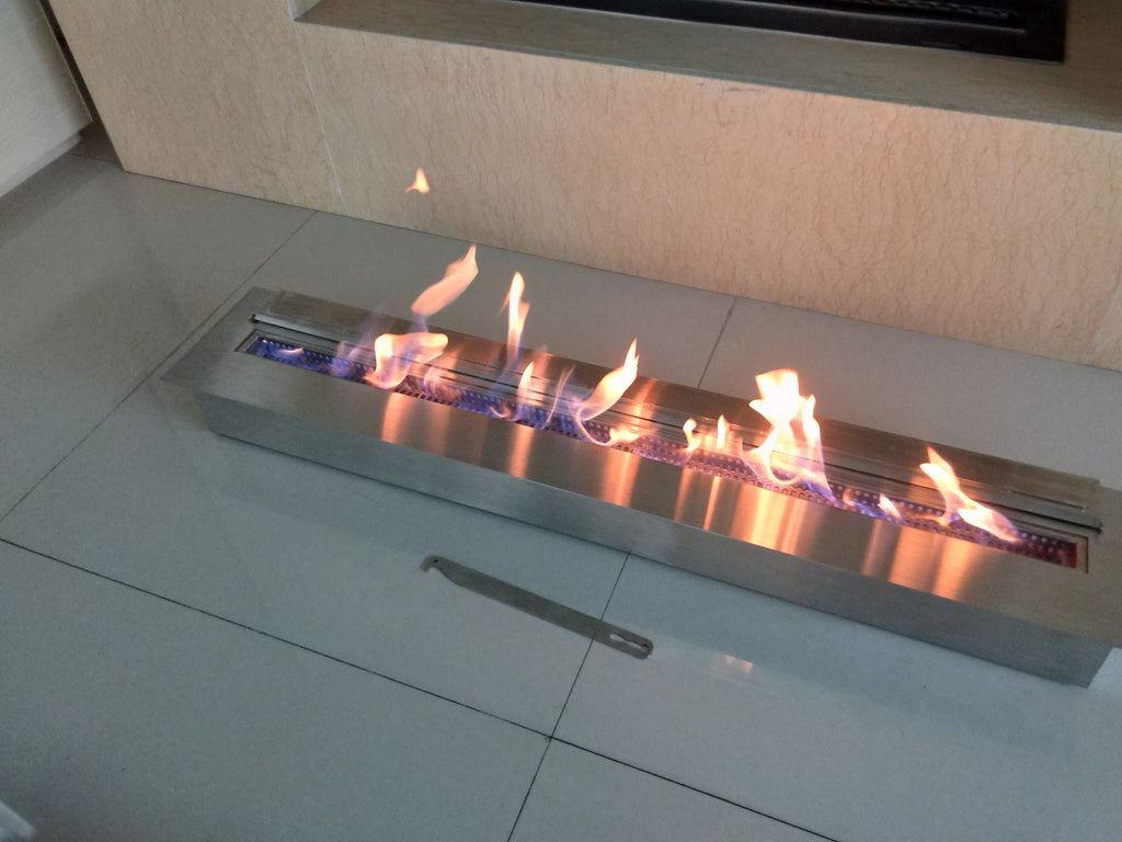 SXFireplace Moderner, ventloser Kaminbrennereinsatz aus Edelstahl
