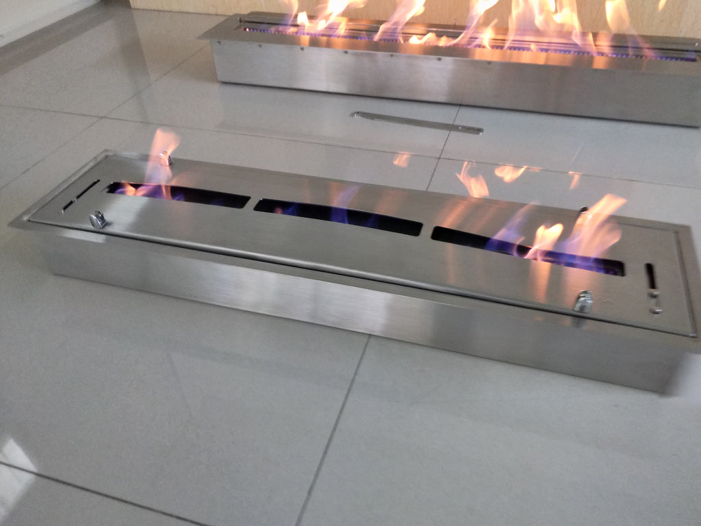 SXFireplace Moderner, ventloser Kaminbrennereinsatz aus Edelstahl