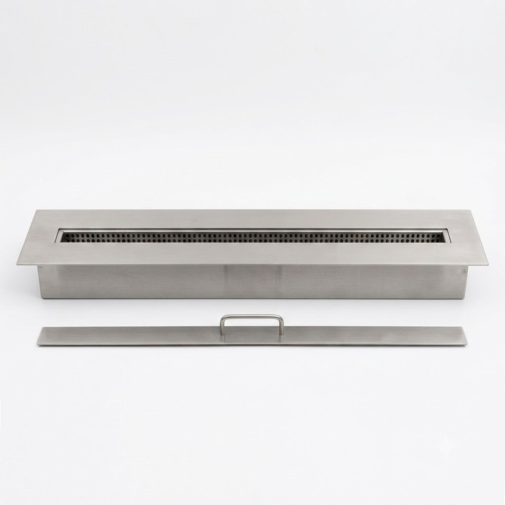 SXFireplace Moderner, ventloser Kaminbrennereinsatz aus Edelstahl