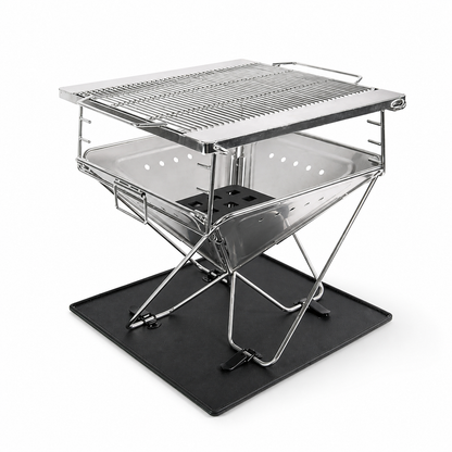 SXFireplace S0907 foldable stainless steel fire pit on white background