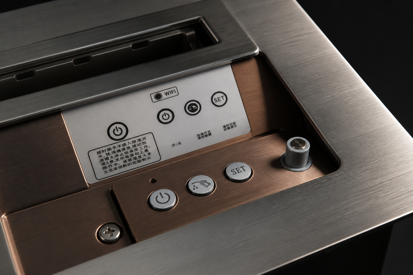 SXRX smart fireplace Wi-Fi and physical control detail